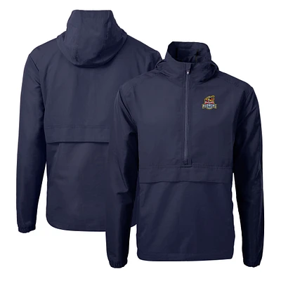 Men's Cutter & Buck  Navy Toledo Mud Hens Charter Eco Recycled Half-Zip Anorak Jacket