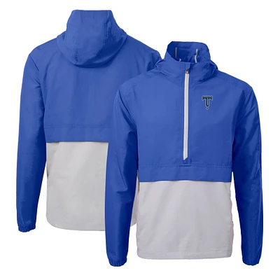 Men's Cutter & Buck  Blue Tulsa Drillers Charter Eco Recycled Half-Zip Anorak Jacket
