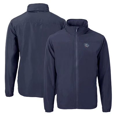 Men's Cutter & Buck Navy Lehigh Valley IronPigs Charter Eco Recycled Full-Zip Jacket