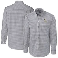 Men's Cutter & Buck Charcoal Salt Lake Bees Easy Care Stretch Gingham Long Sleeve Button-Down Shirt