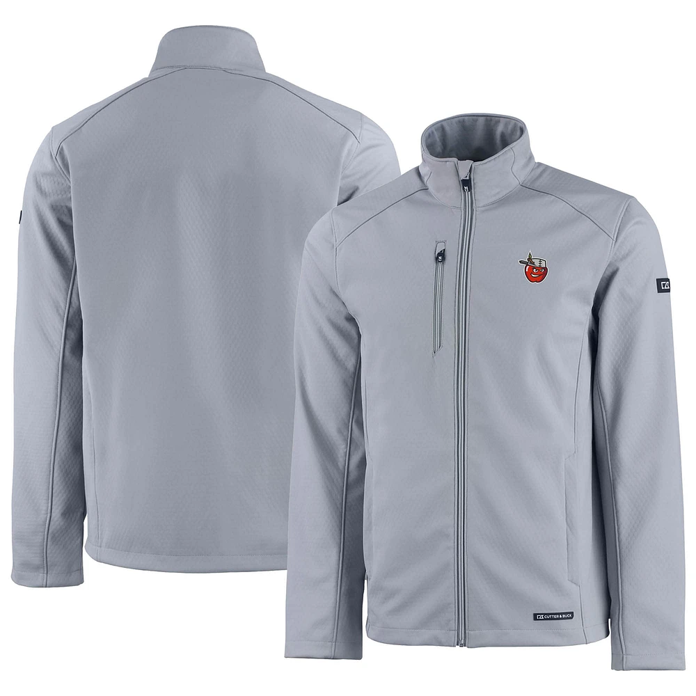 Men's Cutter & Buck Gray Fort Wayne TinCaps Evoke Eco Softshell Recycled Full-Zip Jacket