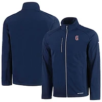 Men's Cutter & Buck  Navy Greenville Drive Evoke Eco Softshell Recycled Full-Zip Jacket