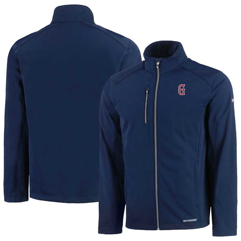 Men's Cutter & Buck Navy Greenville Drive Evoke Eco Softshell Recycled Full-Zip Jacket