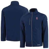 Men's Cutter & Buck  Navy Greenville Drive Evoke Eco Softshell Recycled Full-Zip Jacket