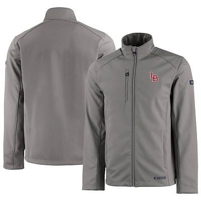 Men's Cutter & Buck  Gray Louisville Bats Evoke Eco Softshell Recycled Full-Zip Jacket