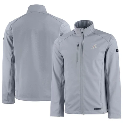 Men's Cutter & Buck Gray Reno Aces Evoke Eco Softshell Recycled Full-Zip Jacket