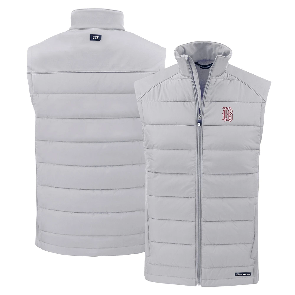 Men's Cutter & Buck Gray Birmingham Barons Evoke Hybrid Eco Softshell Recycled Full-Zip Vest
