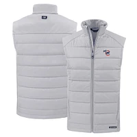 Men's Cutter & Buck Gray Iowa Cubs Evoke Hybrid Eco Softshell Recycled Full-Zip Vest