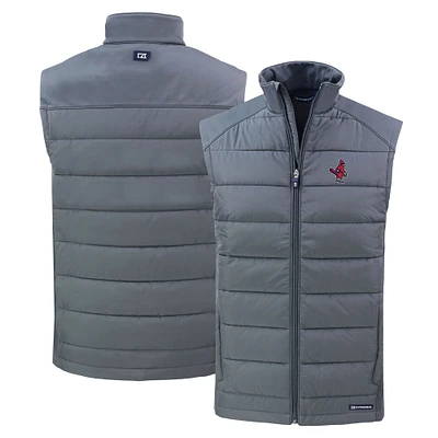 Men's Cutter & Buck Steel Memphis Redbirds Evoke Hybrid Eco Softshell Recycled Full-Zip Vest