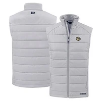 Men's Cutter & Buck Gray Lehigh Valley IronPigs Evoke Hybrid Eco Softshell Recycled Full-Zip Vest