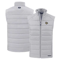 Men's Cutter & Buck Gray Lehigh Valley IronPigs Evoke Hybrid Eco Softshell Recycled Full-Zip Vest