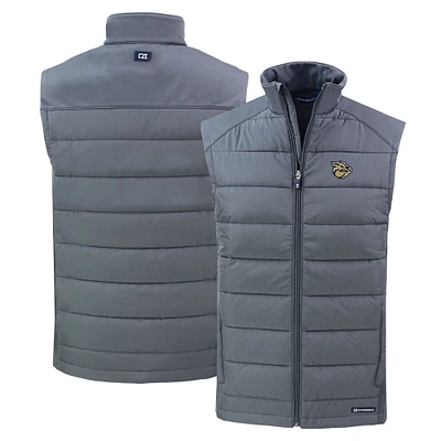 Men's Cutter & Buck Steel Lehigh Valley IronPigs Evoke Hybrid Eco Softshell Recycled Full-Zip Vest