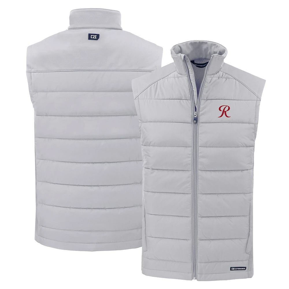 Men's Cutter & Buck Gray Tacoma Rainiers Evoke Hybrid Eco Softshell Recycled Full-Zip Vest