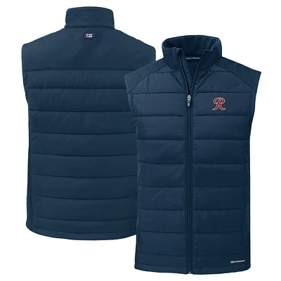 Men's Cutter & Buck Navy Tacoma Rainiers Evoke Hybrid Eco Softshell Recycled Full-Zip Vest