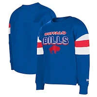 Girls Youth New Era Royal Buffalo Bills Throwback Color Blocked Glitter Pullover Sweatshirt