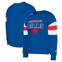 Girls Youth New Era Royal Buffalo Bills Throwback Color Blocked Glitter Pullover Sweatshirt