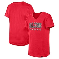 Girls Youth New Era Red Atlanta Falcons Flip Sequin V-Neck T-Shirt