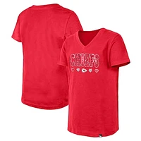 Girls Youth New Era Red Kansas City Chiefs Flip Sequin V-Neck T-Shirt