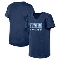 Girls Youth New Era Navy Tennessee Titans Flip Sequin V-Neck T-Shirt