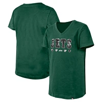 Girls Youth New Era Green York Jets Flip Sequin V-Neck T-Shirt