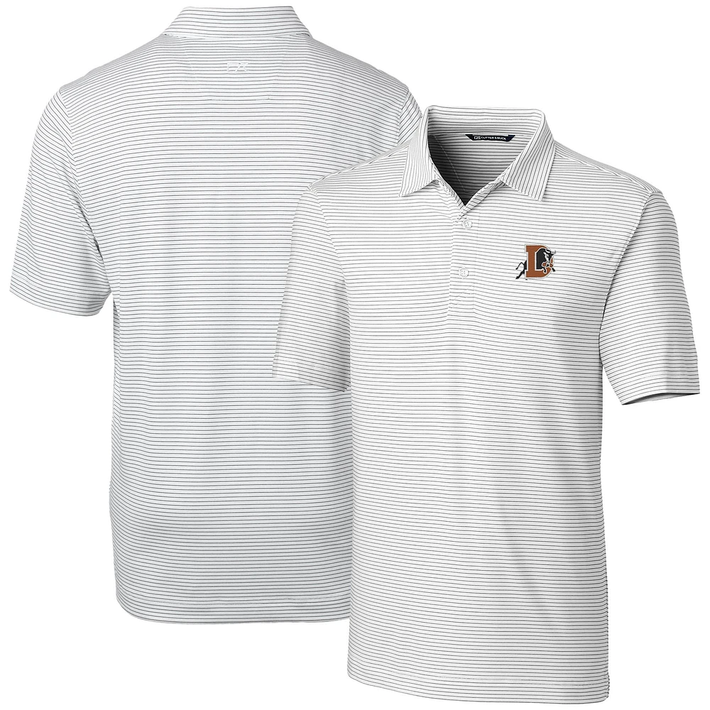 Men's Cutter & Buck White Durham Bulls Forge Pencil Stripe Stretch DryTec Polo