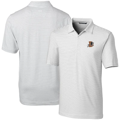 Men's Cutter & Buck  White Durham Bulls Forge Pencil Stripe Stretch DryTec Polo