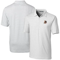 Men's Cutter & Buck  White Durham Bulls Forge Pencil Stripe Stretch DryTec Polo