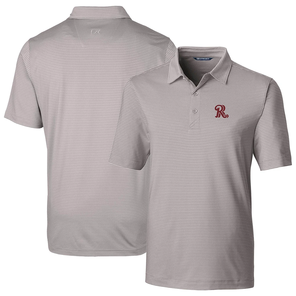 Men's Cutter & Buck Gray Frisco RoughRiders Forge Pencil Stripe Stretch DryTec Polo