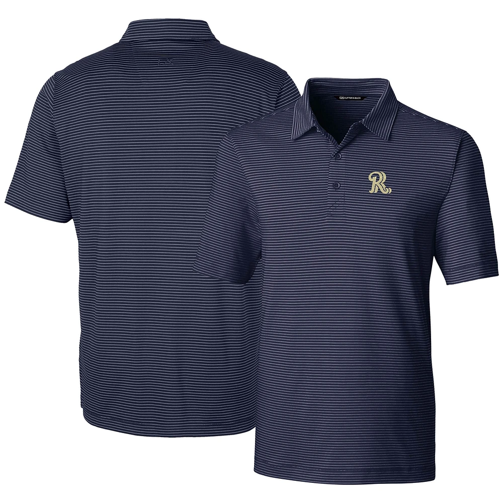 Men's Cutter & Buck Navy Frisco RoughRiders Forge Pencil Stripe Stretch DryTec Polo