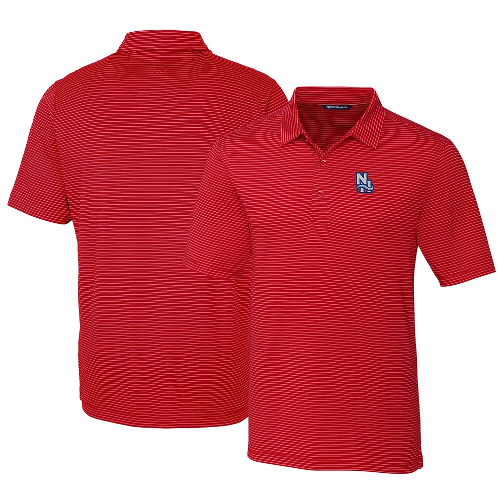 Men's Cutter & Buck Red New Hampshire Fisher Cats Forge Pencil Stripe Stretch DryTec Polo