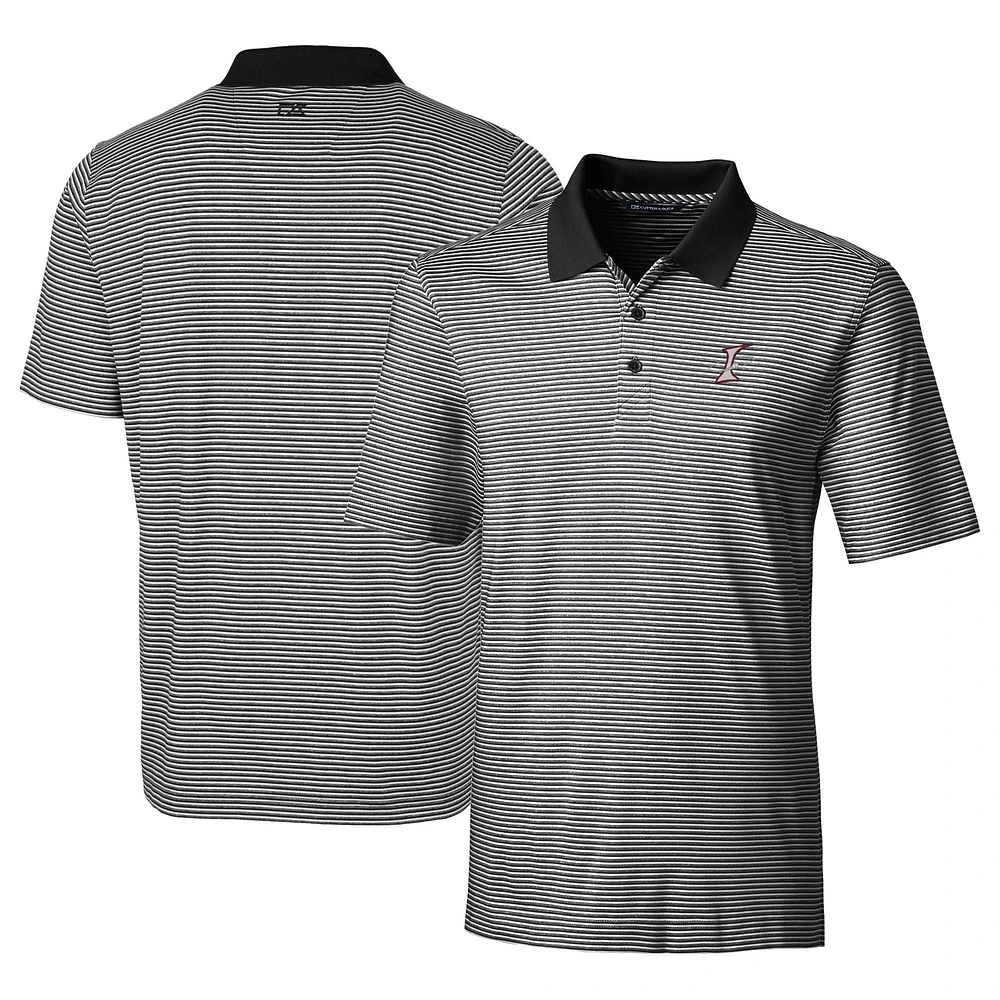 Men's Cutter & Buck Black Albuquerque Isotopes Forge Tonal Stripe Stretch Polo