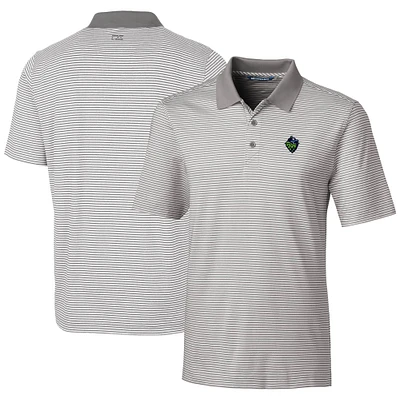 Men's Cutter & Buck  Gray Hillsboro Hops Forge Tonal Stripe Stretch Polo