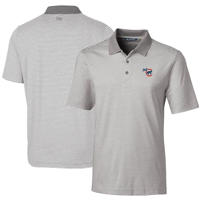 Men's Cutter & Buck  Gray Iowa Cubs Forge Tonal Stripe Stretch Polo