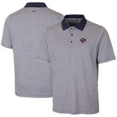 Men's Cutter & Buck  Navy Jacksonville Jumbo Shrimp Forge Tonal Stripe Stretch Polo