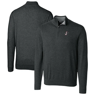 Men's Cutter & Buck Heather Charcoal Albuquerque Isotopes Lakemont Tri-Blend Quarter-Zip Pullover Sweater