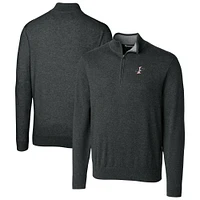 Men's Cutter & Buck Heather Charcoal Albuquerque Isotopes Lakemont Tri-Blend Quarter-Zip Pullover Sweater