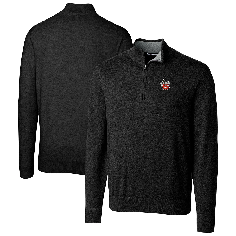 Men's Cutter & Buck Black Fort Wayne TinCaps Lakemont Tri-Blend Quarter-Zip Pullover Sweater