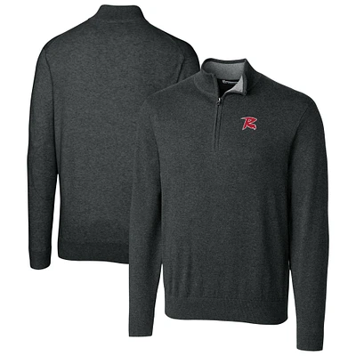 Men's Cutter & Buck Heather Charcoal Richmond Flying Squirrels Lakemont Tri-Blend Quarter-Zip Pullover Sweater