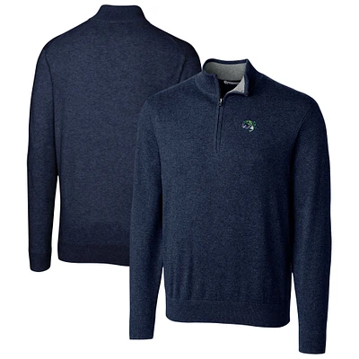 Men's Cutter & Buck Navy Gwinnett Stripers Lakemont Tri-Blend Quarter-Zip Pullover Sweater