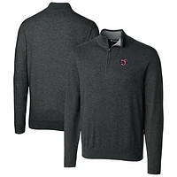 Men's Cutter & Buck Heather Charcoal Jacksonville Jumbo Shrimp Lakemont Tri-Blend Quarter-Zip Pullover Sweater