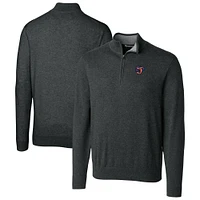 Men's Cutter & Buck Heather Charcoal Jacksonville Jumbo Shrimp Lakemont Tri-Blend Quarter-Zip Pullover Sweater