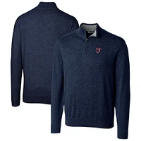 Men's Cutter & Buck Navy Jacksonville Jumbo Shrimp Lakemont Tri-Blend Quarter-Zip Pullover Sweater