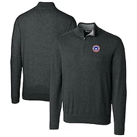 Men's Cutter & Buck Heather Charcoal South Bend Cubs Lakemont Tri-Blend Quarter-Zip Pullover Sweater