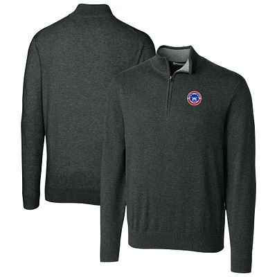 Men's Cutter & Buck Heather Charcoal South Bend Cubs Lakemont Tri-Blend Quarter-Zip Pullover Sweater