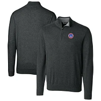 Men's Cutter & Buck Heather Charcoal South Bend Cubs Lakemont Tri-Blend Quarter-Zip Pullover Sweater