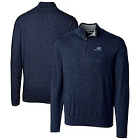Men's Cutter & Buck Navy West Michigan Whitecaps Lakemont Tri-Blend Quarter-Zip Pullover Sweater