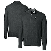 Men's Cutter & Buck Heather Charcoal Scranton Wilkes-Barre RailRiders Lakemont Tri-Blend Quarter-Zip Pullover Sweater
