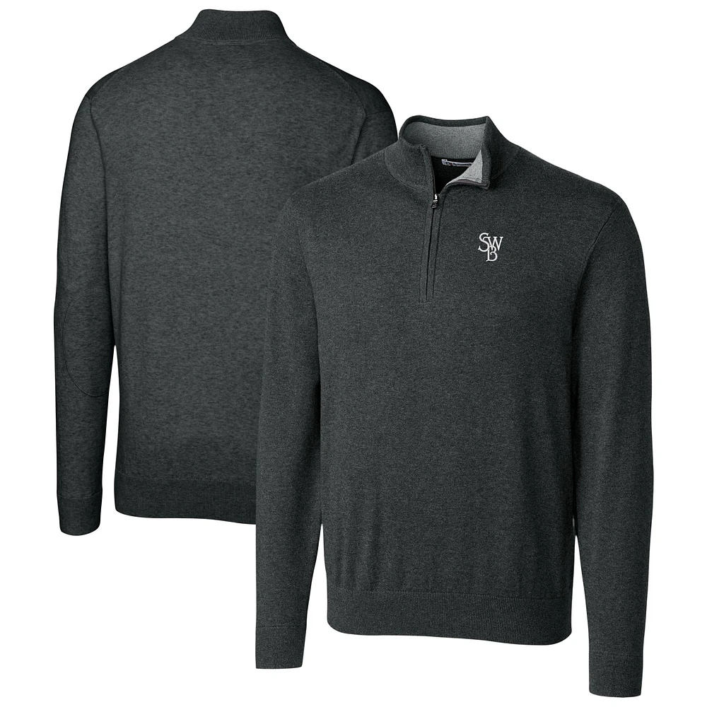 Men's Cutter & Buck Heather Charcoal Scranton Wilkes-Barre RailRiders Lakemont Tri-Blend Quarter-Zip Pullover Sweater