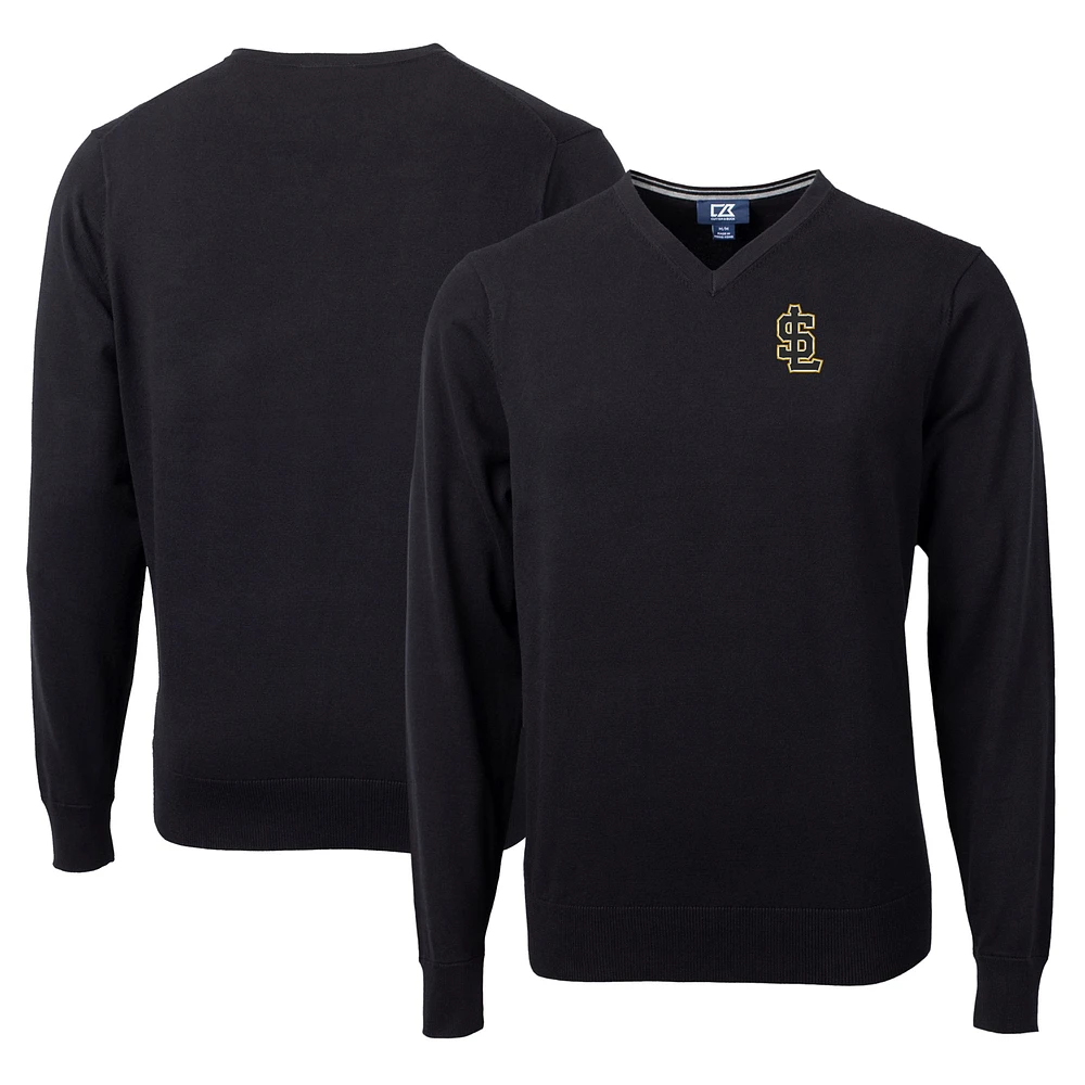 Men's Cutter & Buck Black Salt Lake Bees Lakemont Tri-Blend V-Neck Pullover Sweater