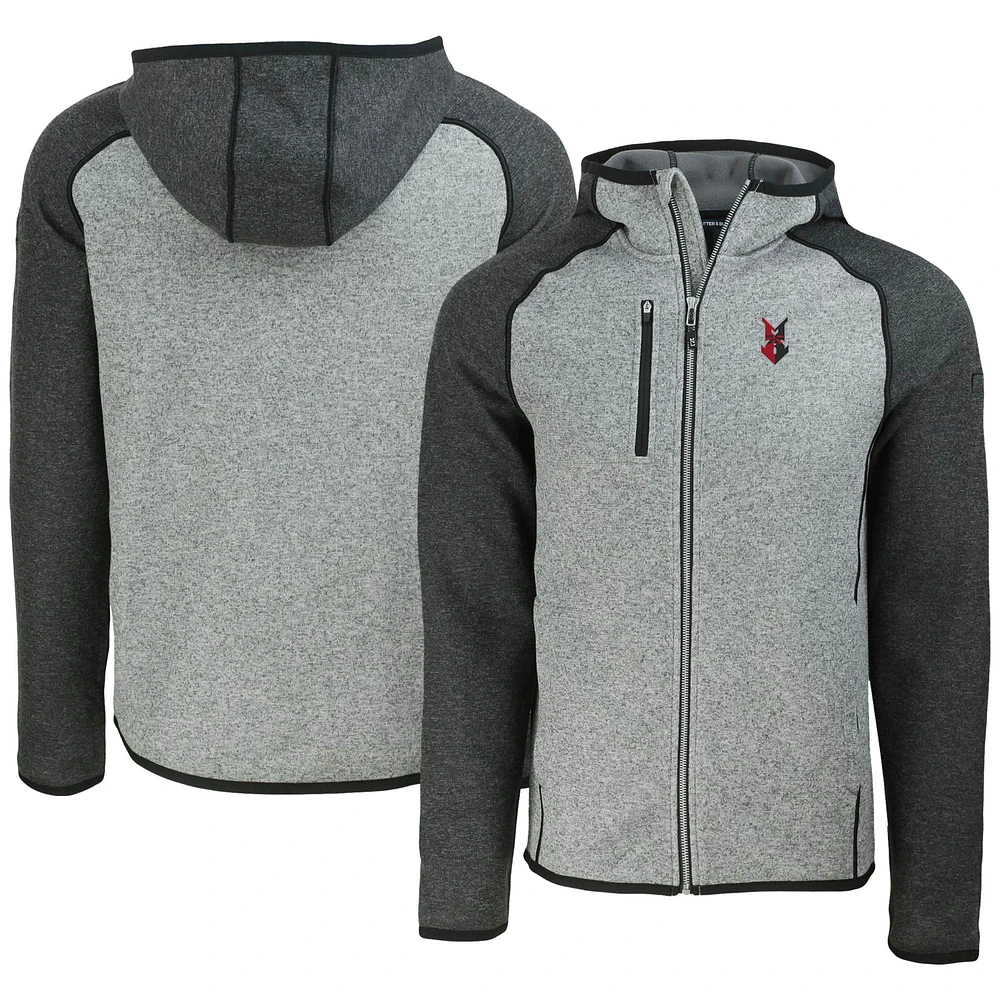 Men's Cutter & Buck Heather Gray/Heather Charcoal Indianapolis Indians Mainsail Raglan Full-Zip Hoodie